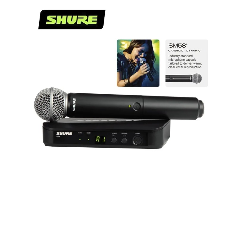 Shure Mic Mv7 - Shure BLX24 ワイヤレスシステムマイク、ライブパフォーマンス用、多様なシーンに対応、プロフェッショナルワイヤレスマイク BLX24 SM58